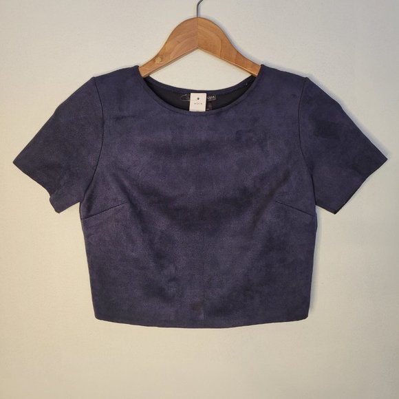 Aqua Tops - Aqua Crop Top Women's Size Small Velvety Blue Short Sleeve Soft Stretch